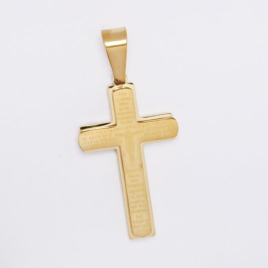 SSMP3345 - Steel 34mm x 20mm Lord's prayer pendant
