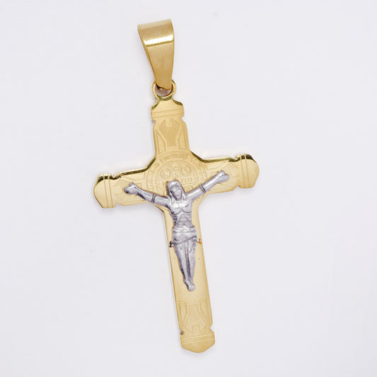 SSMP3346 - Steel 41mm x 25mm two-toned reversable crucifix pendant