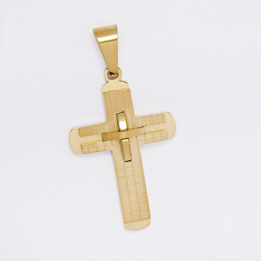 SSMP3352 - Steel 34mm x 22mm textured cross pendant