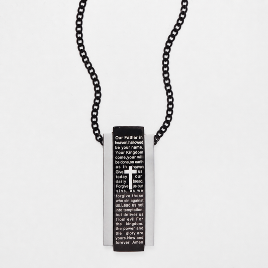 SSMP3376 - Steel 55 x 2mm Lord's prayer disk necklace