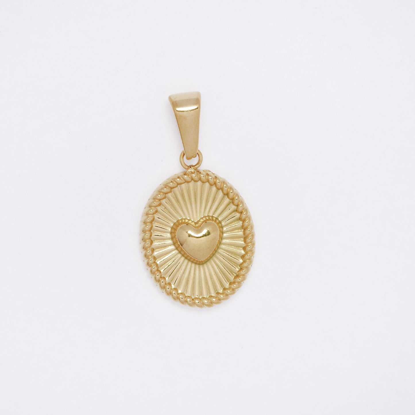 SSMP3436 - Steel oval radiant heart pendant