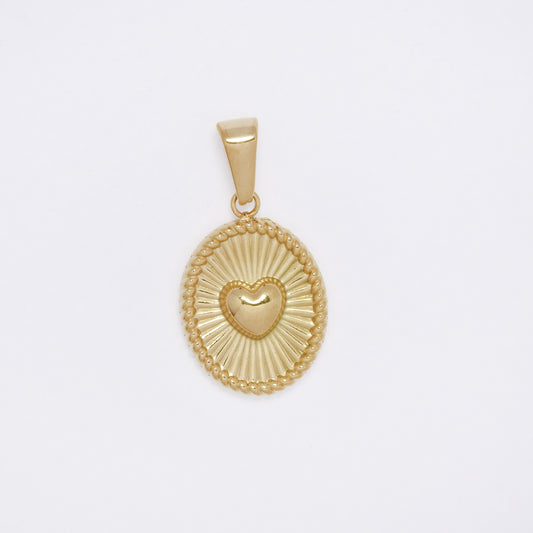 SSMP3436 - Steel oval radiant heart pendant