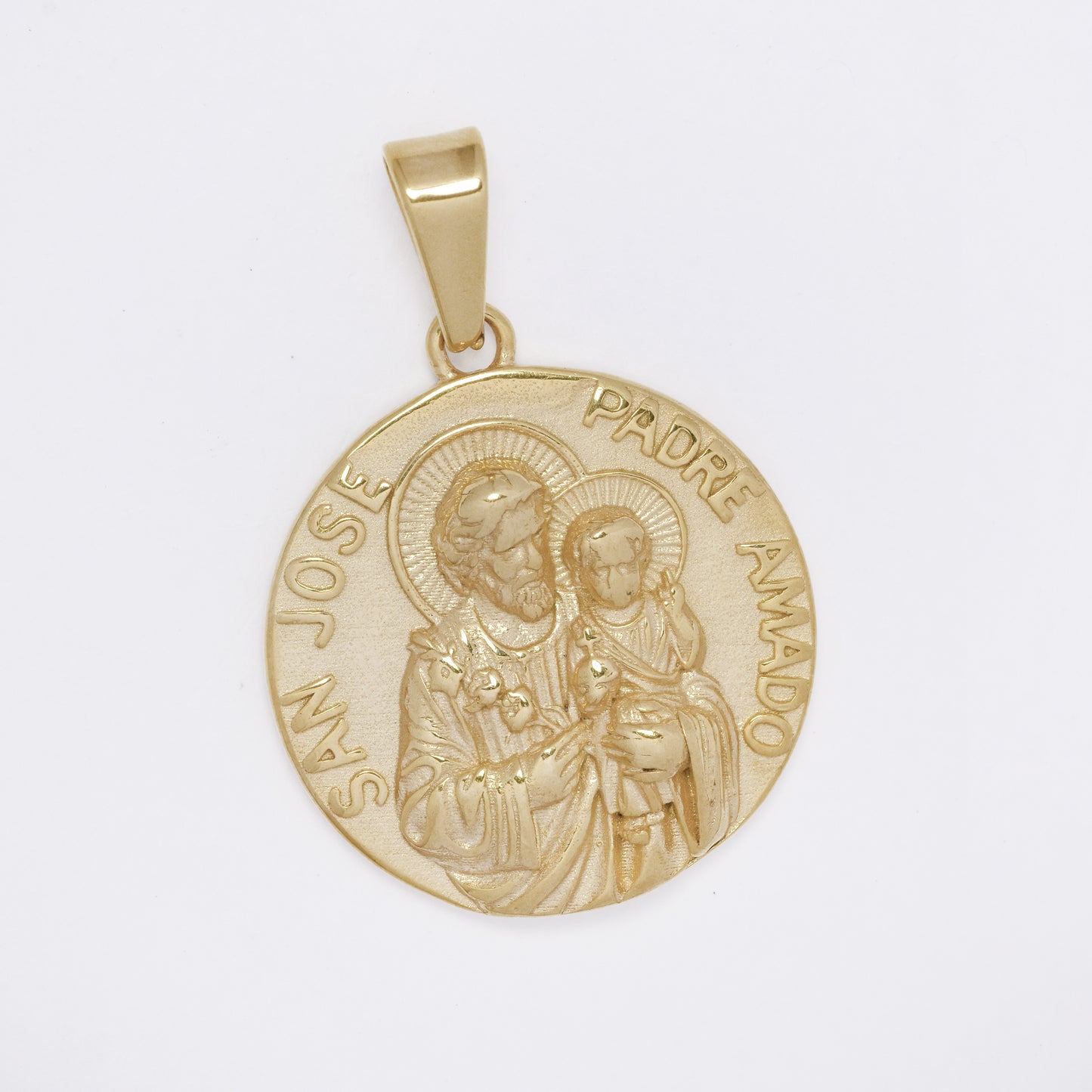 SSMP3441 - Steel 27mm round Saint Joseph pendant