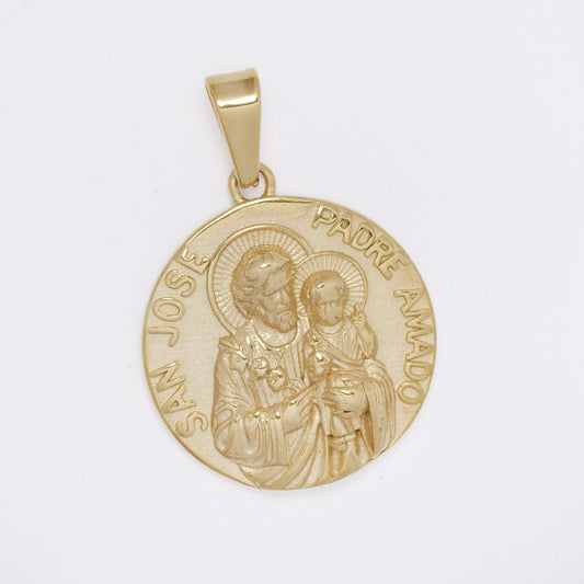 SSMP3441 - Steel 27mm round Saint Joseph pendant