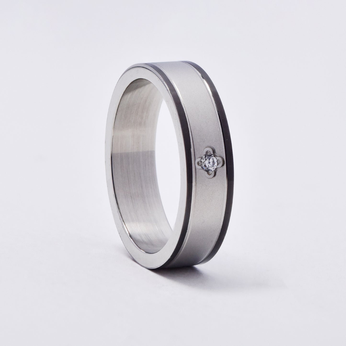 SSMR3077 - Steel 6mm x 2mm two tone CZ band