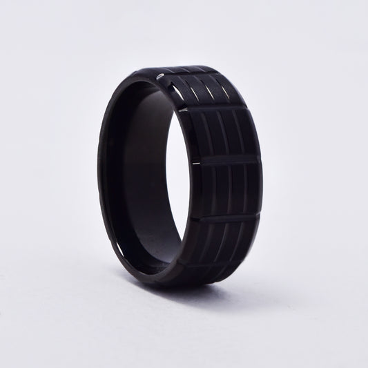 SSMR3081 - Steel 9mm x 2mm black multi line band