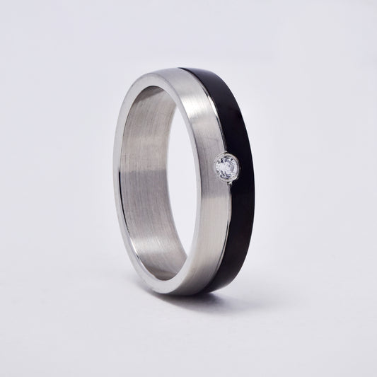 SSMR3095 - Steel 6mm two tone CZ band