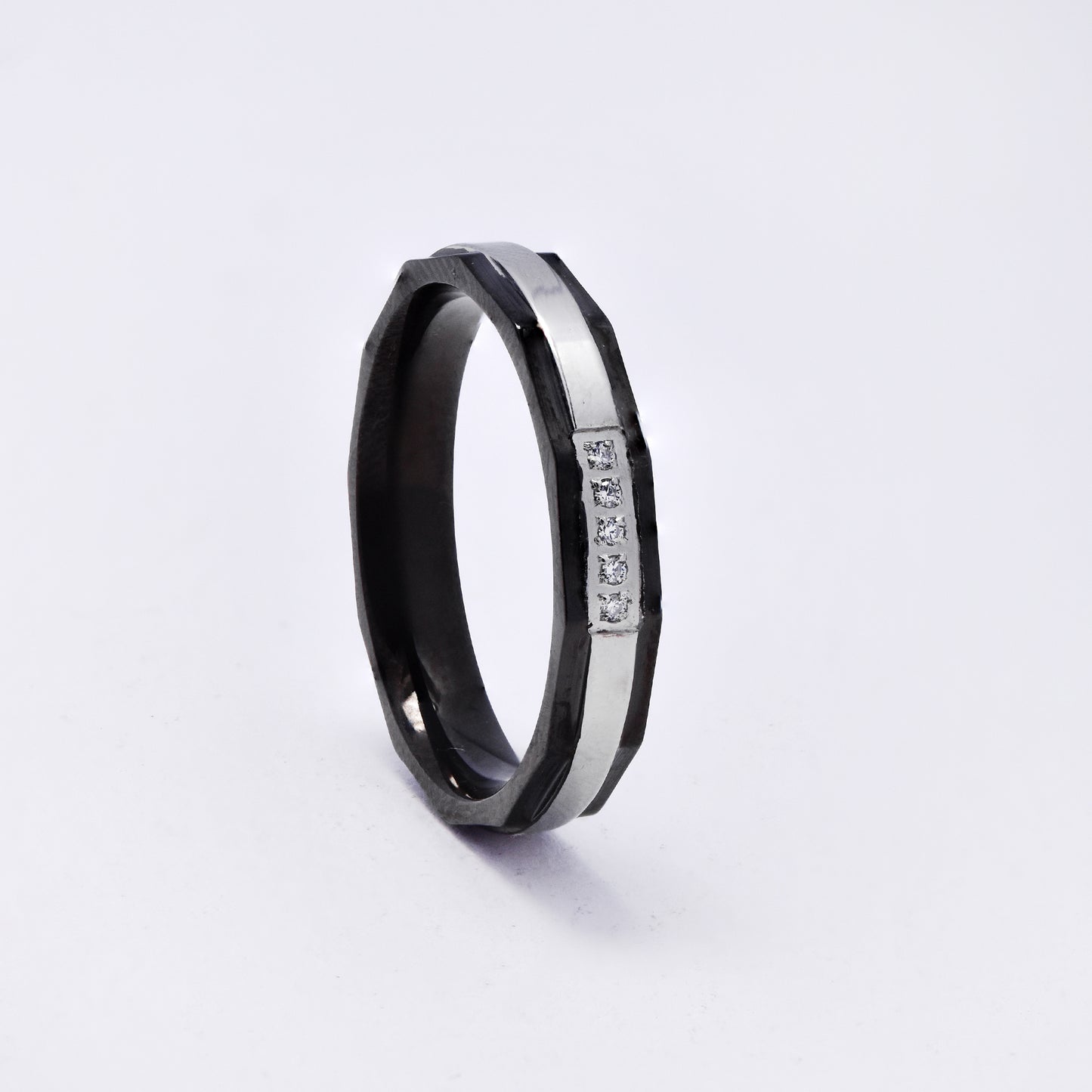 SSMR3396 - Steel 4mm two-toned CZ band