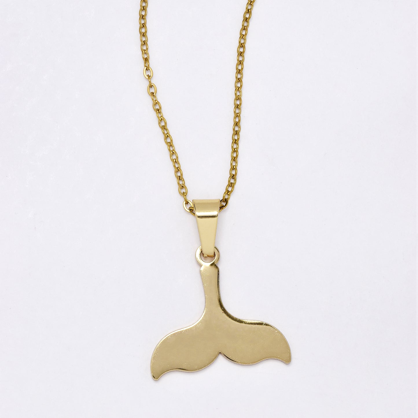 SSMS3162 - Steel whale tail necklace and earring set