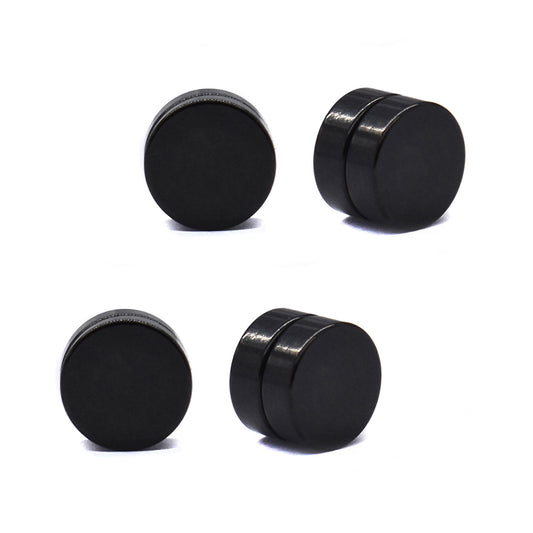 2 Pair stainless steel 6mm black magnetic stud earring - SSNCE107