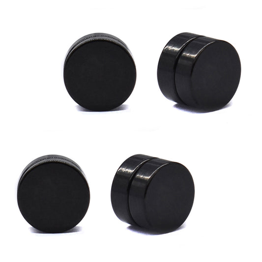 2 Pack stainless steel 8mm black magnetic stud earring - SSNCE108