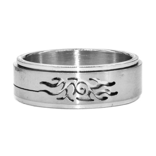 Stainless steel tribal spinner ring - SSR025