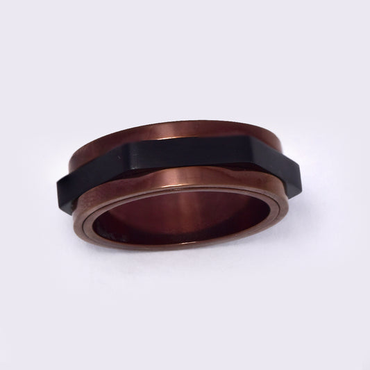 Stainless steel two tone nut fidget ring - SSR2113