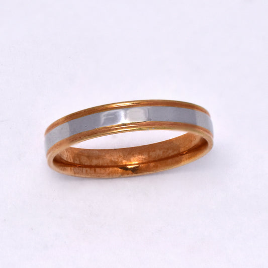 Stainless steel rose gold edge hammered band - SSR3212