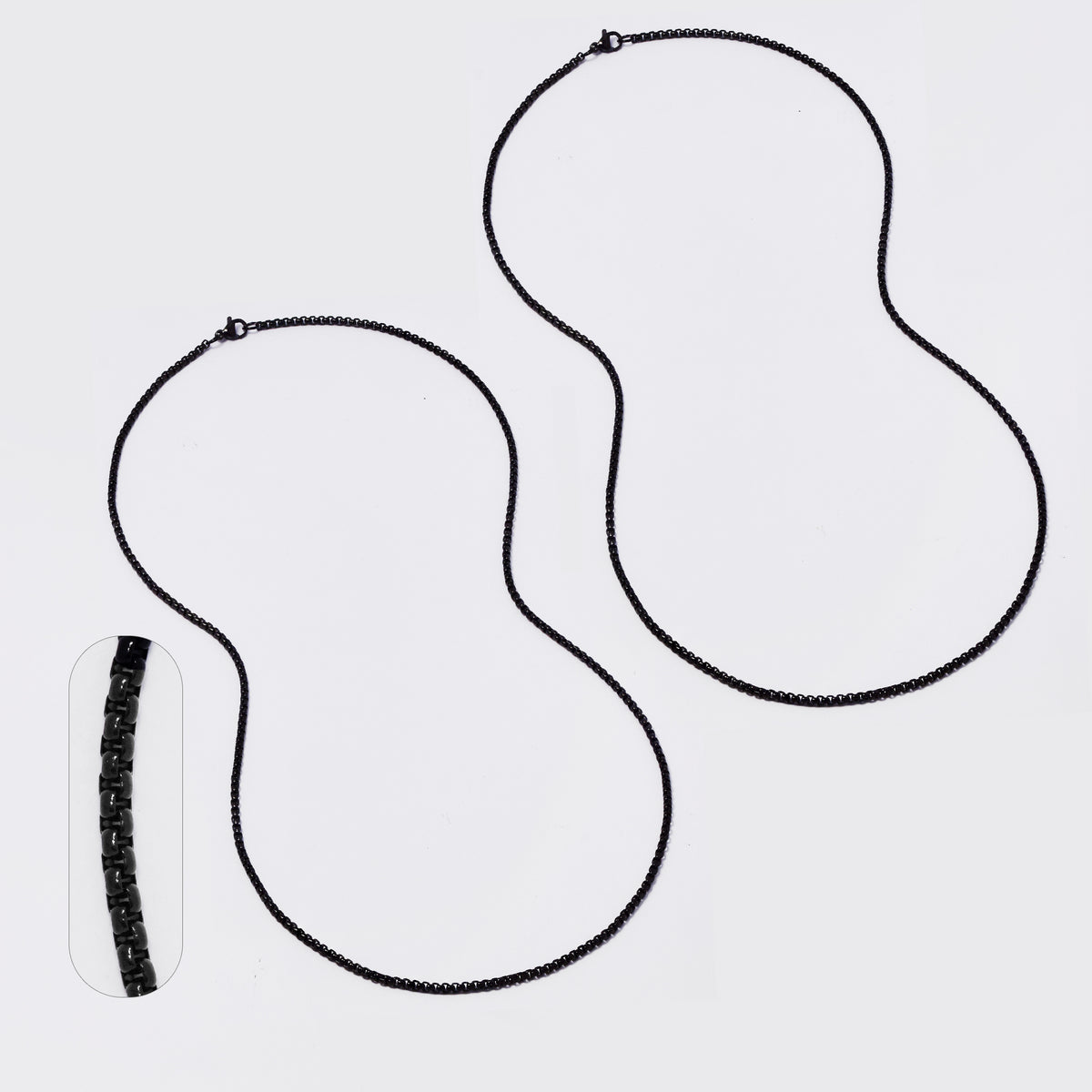 Buy 1 get 1 FREE - Stainless steel 2 pack 2mm x 60cm round box chain - SSROUNDBOX-2X60