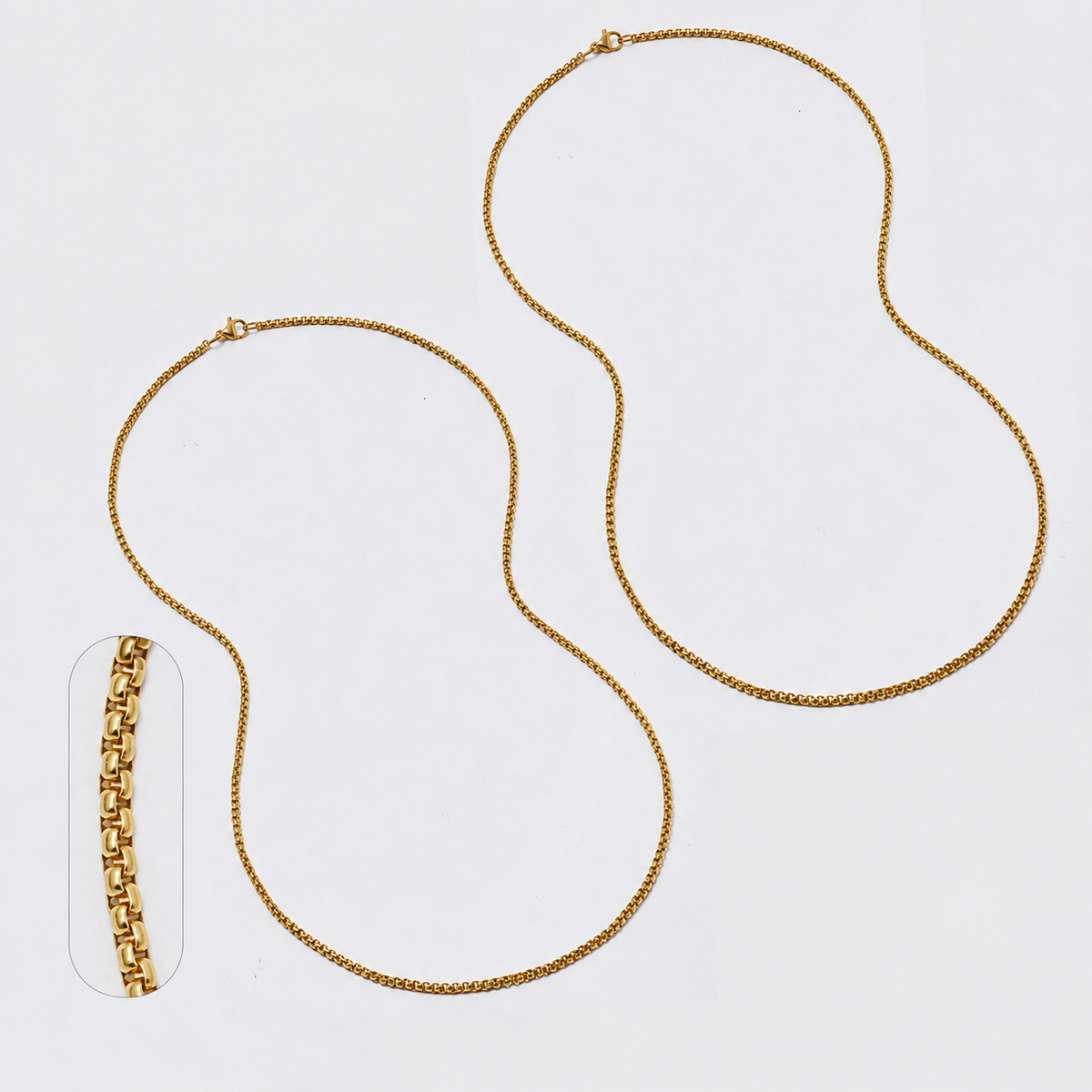 Buy 1 get 1 FREE - Stainless steel 2 pack 2mm x 60cm round box chain - SSROUNDBOX-2X60