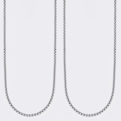 Buy 1 get 1 FREE - Stainless steel 2 pack 2mm x 60cm round box chain - SSROUNDBOX-2X60
