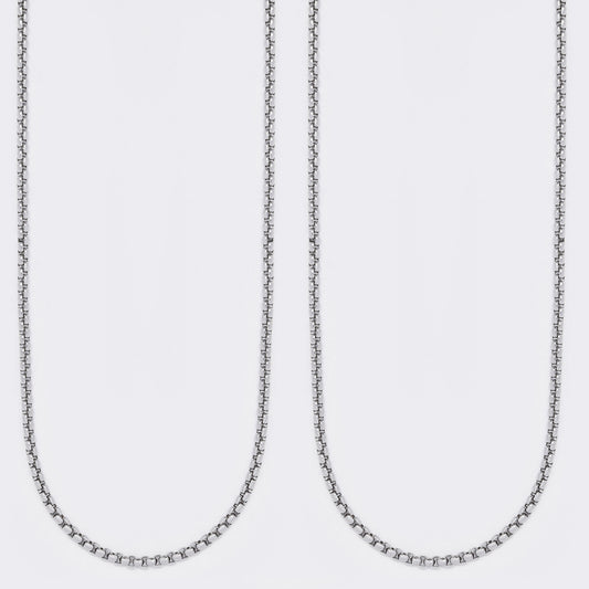 Buy 1 get 1 FREE - Stainless steel 2 pack 2mm x 60cm round box chain - SSROUNDBOX-2X60