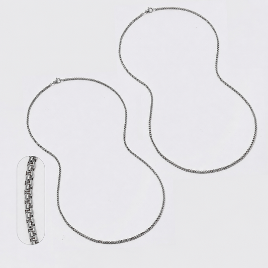 Stainless steel 2 pack 2mm x 60cm round box chain - SSROUNDBOX-2X60