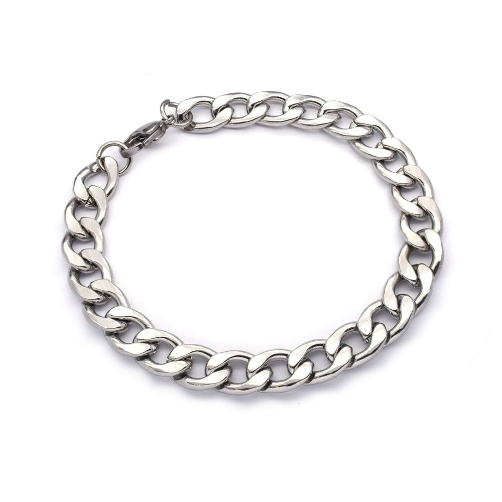 Stainless steel curb bracelet 22cm x 9.5mm