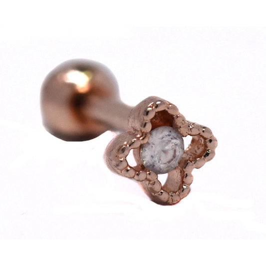 Stainless steel Rose gold cubic zirconia flower piercing - SSVBJ3313