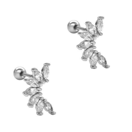 2 Pack Stainless steel cubic zirconia fan piercing - SSVBJ6146