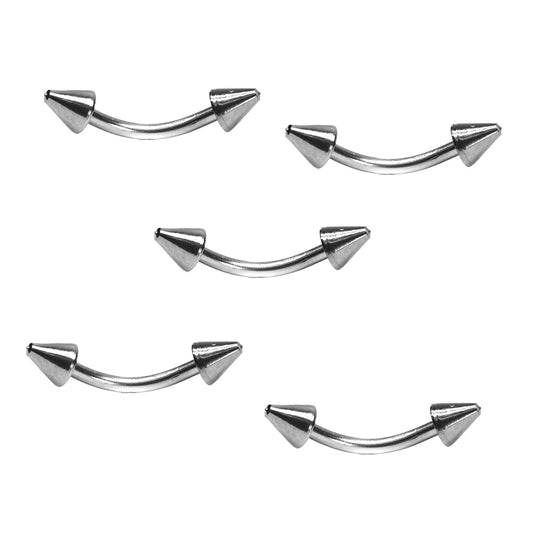 5 Pack stainless steel curved bar and point end bridge piercing - SSVBJ6148