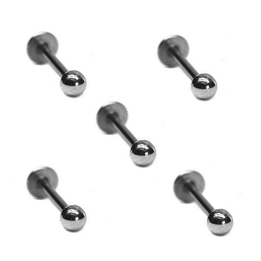 5 Pack Stainless steel ball flat back lip ring piercing - SSVBJ6150