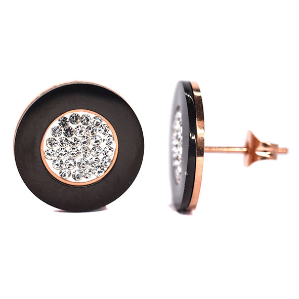 SSVE9021 - Stainless steel CZ center rose gold plated 15mm stud