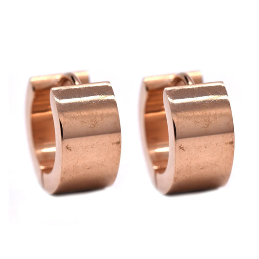 Buy 1 get 1 FREE - Stainless steel rose gold plated flat broad huggie - SSVE9849