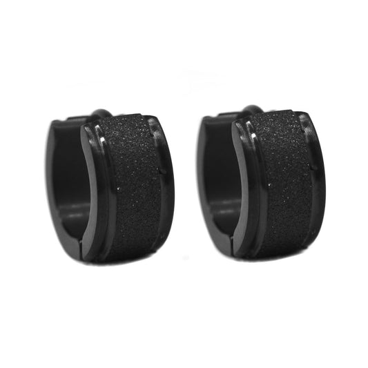 Stainless steel icing black huggie earring - SSVE9856