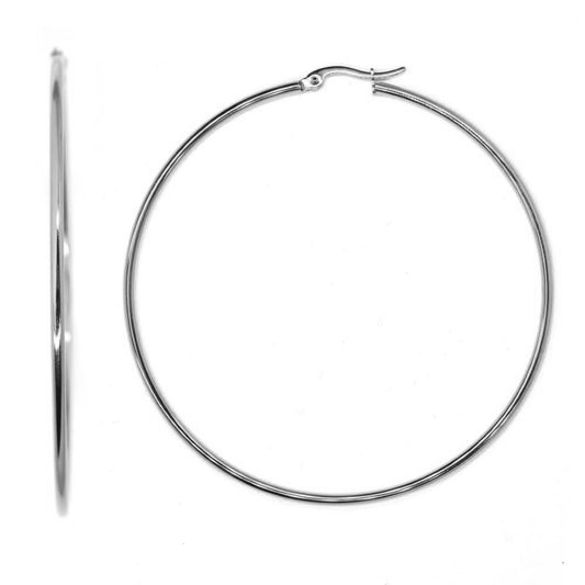 SSVE9998 - Stainless steel 62mm large thin hoop earring