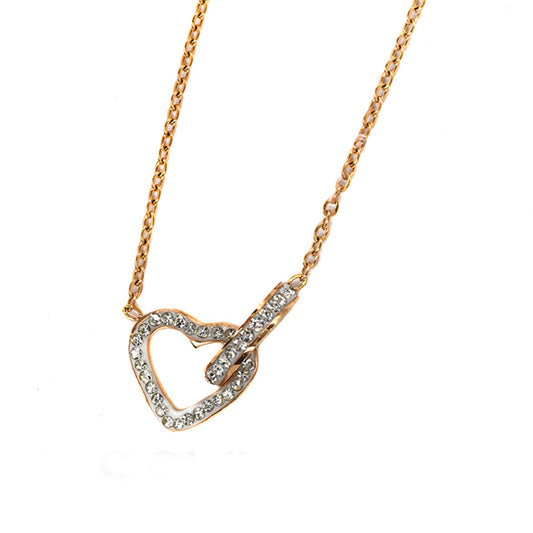 Stainless steel rose gold heart interlinked necklace
