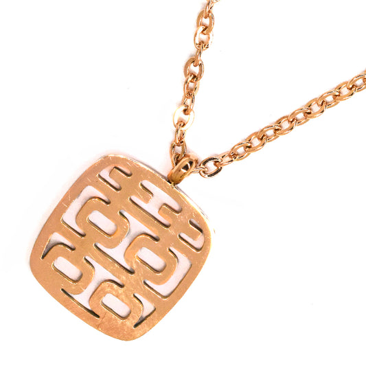 Stainless steel cutout pattern rose gold plated necklace