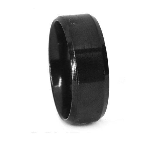Stainless steel slant edge black ring - SSVR6252