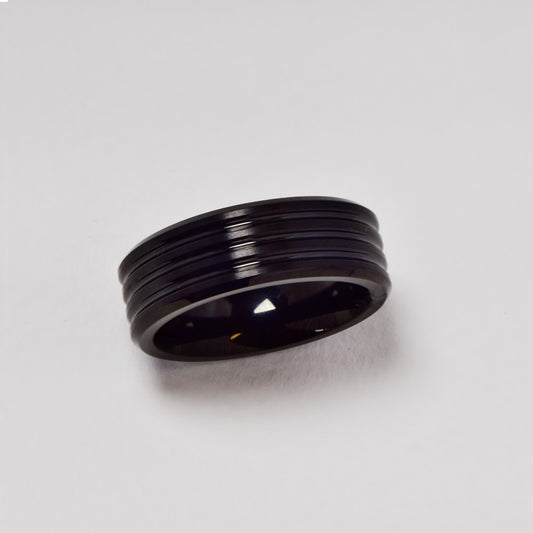 Buy 1 get 1 FREE - Steel black line ring - SSVR6253i