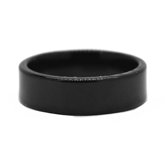 Stainless steel 6mm shiny black band ring - SSVR9813