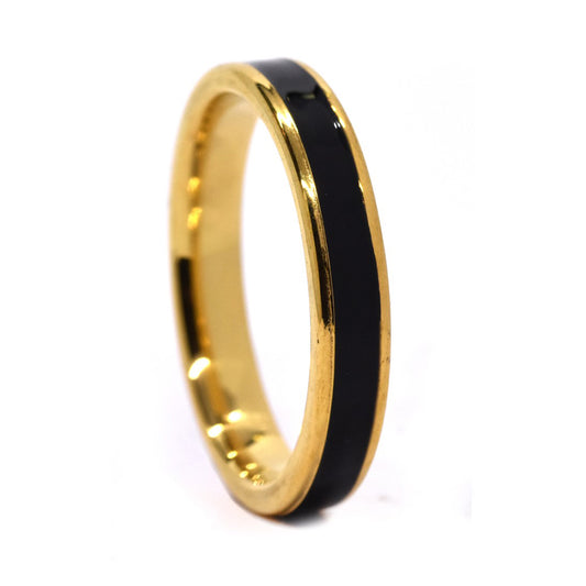 Buy 1 get 1 FREE - Stainless steel gold and black band ring - SSVR9820i