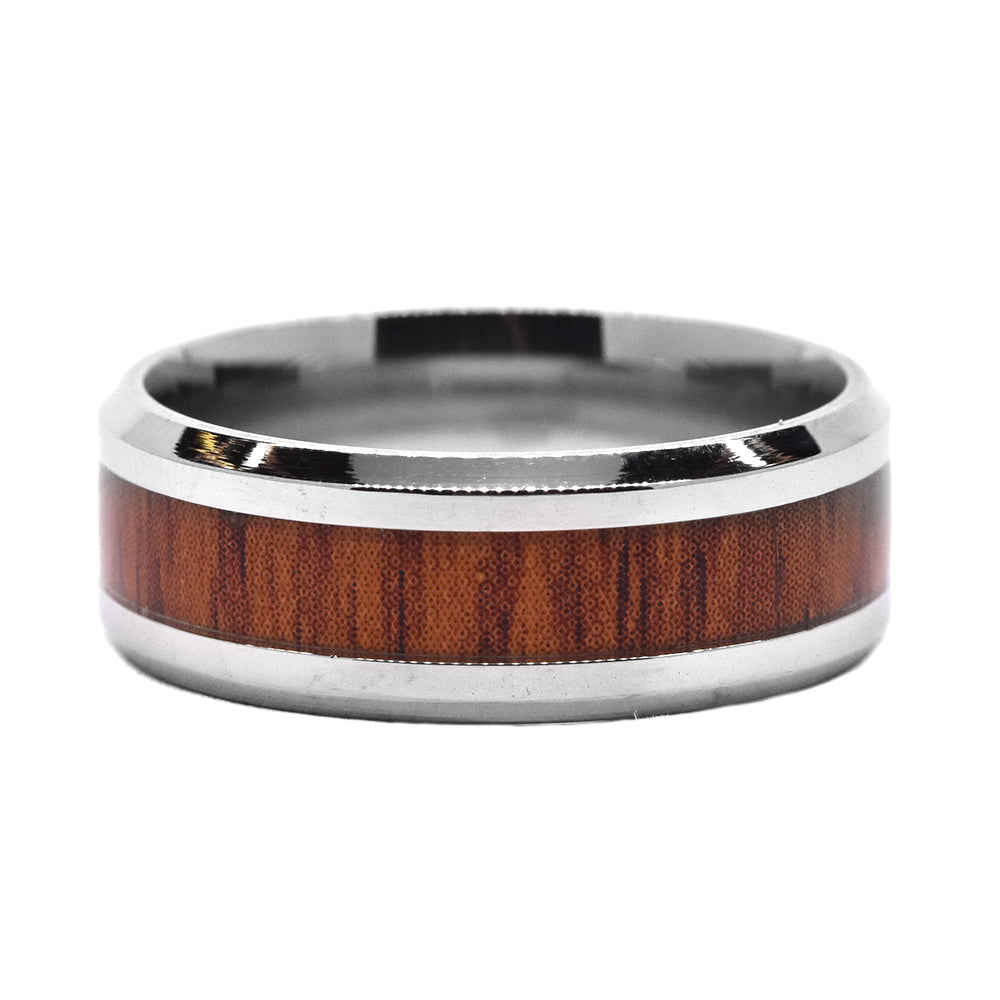 Stainless steel wood enamel centre band ring - SSVR9827