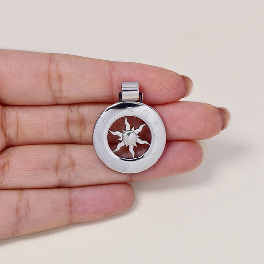 Stainless steel zodiac sun circle pendant - SSXP026