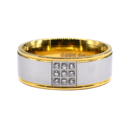 Stainless steel 2 tone Cubic Zirconia band ring - SSXR163