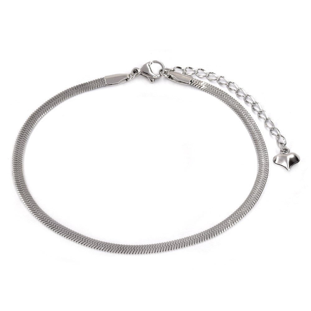 Stainless steel herringbone anklet