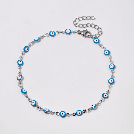 Stainless steel Evil eye multi colour anklet - SSYA4730