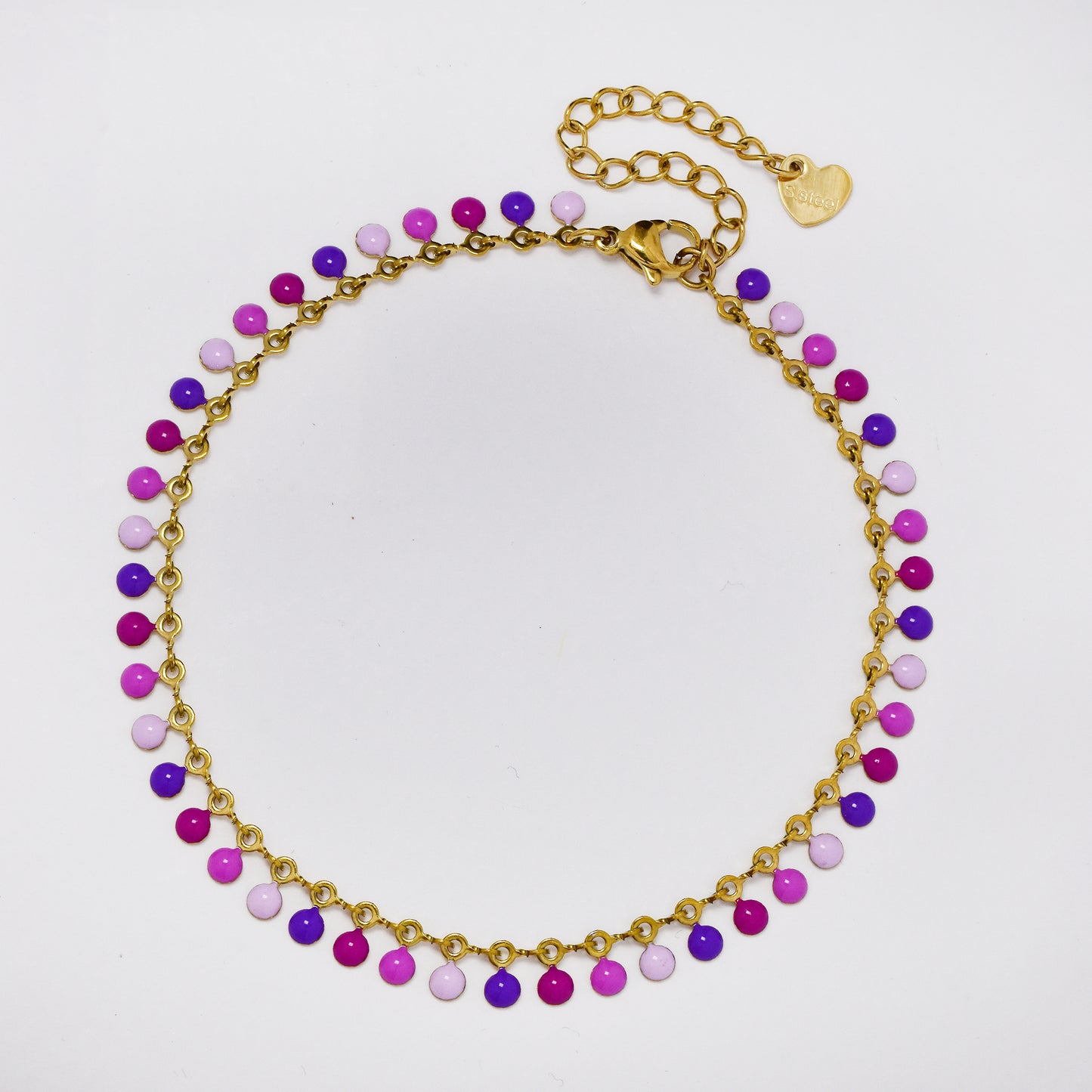 Small colour disk charm anklet - SSYA5357