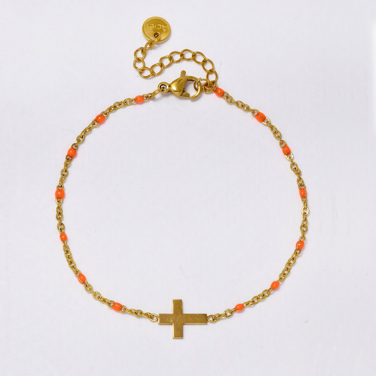 Enamel bead and cross anklet - SSYA5360