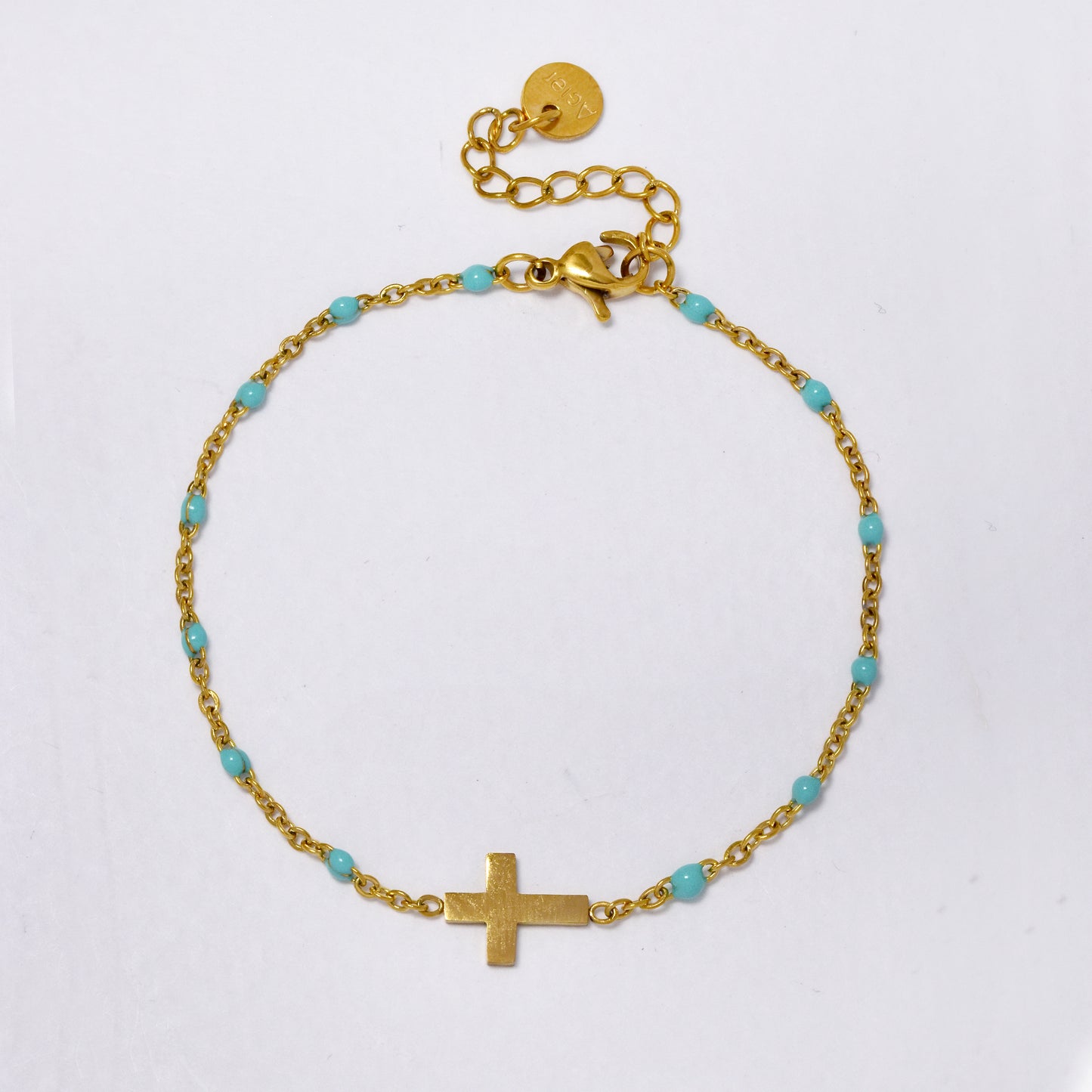 Enamel bead and cross anklet - SSYA5360