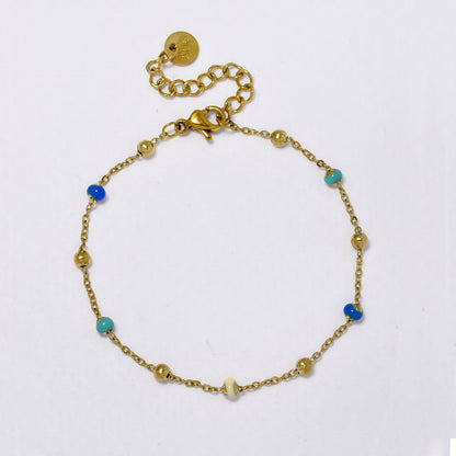 Enamel bead and ball anklet - SSYA5361