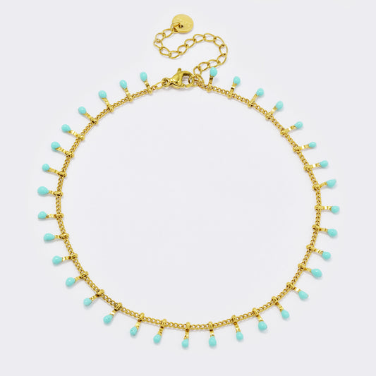 Stainless steel enamel bead charm anklet - SSYA5587