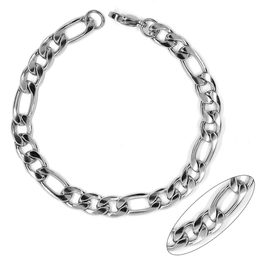 Stainless steel 22cm figaro bracelet. 8mm Width - SSYB3076