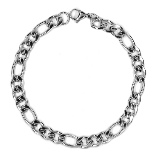 Stainless steel 22cm Figaro bracelet. 7mm Width - SSYB3077